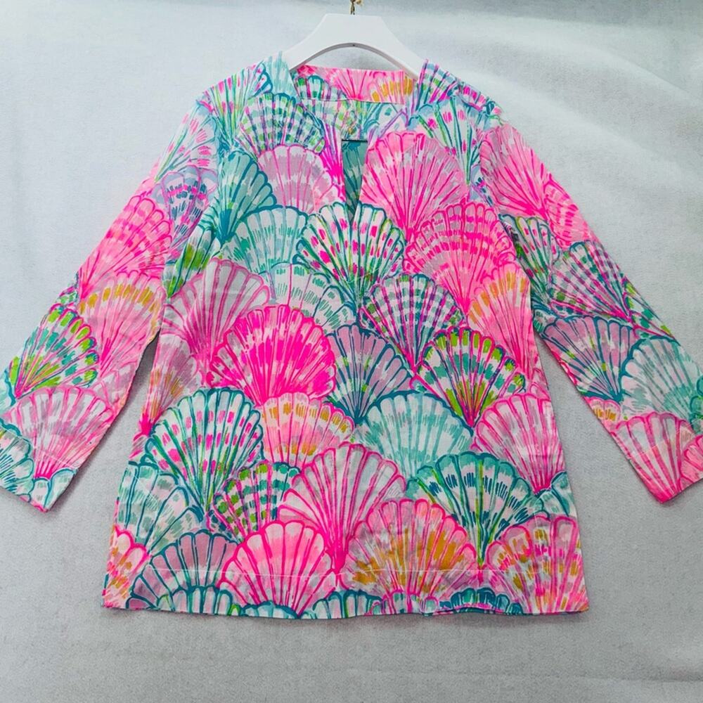 Lilly Pulitzer Amelia Island Tunic "Oh Shello" XXS 100% Cotton